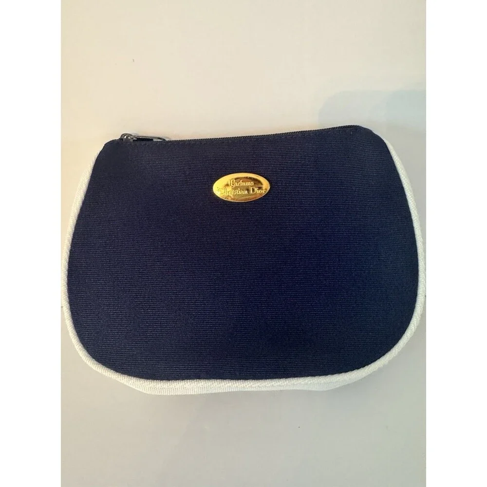 Dior Blue & White Zipper Makeup Bag /Perfume/Cosmetic Pouch Travel Organizer